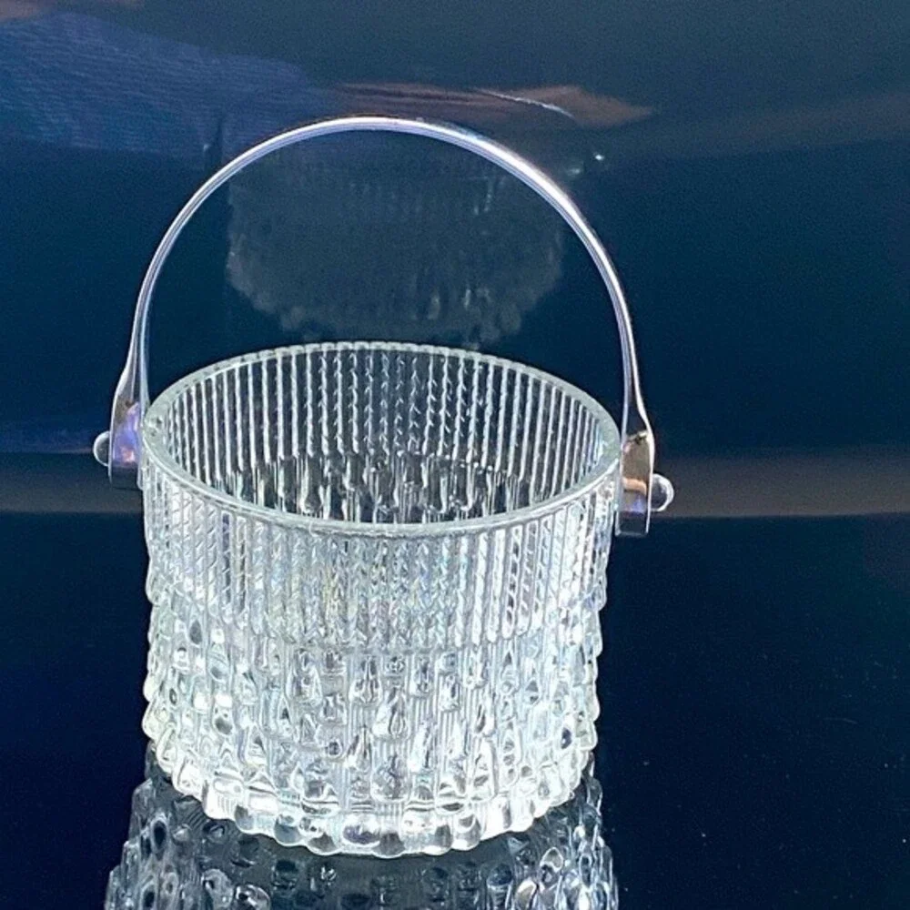 Vintage Teleflora Glass Ice Bucket With Chrome Handle 1955 Made In France